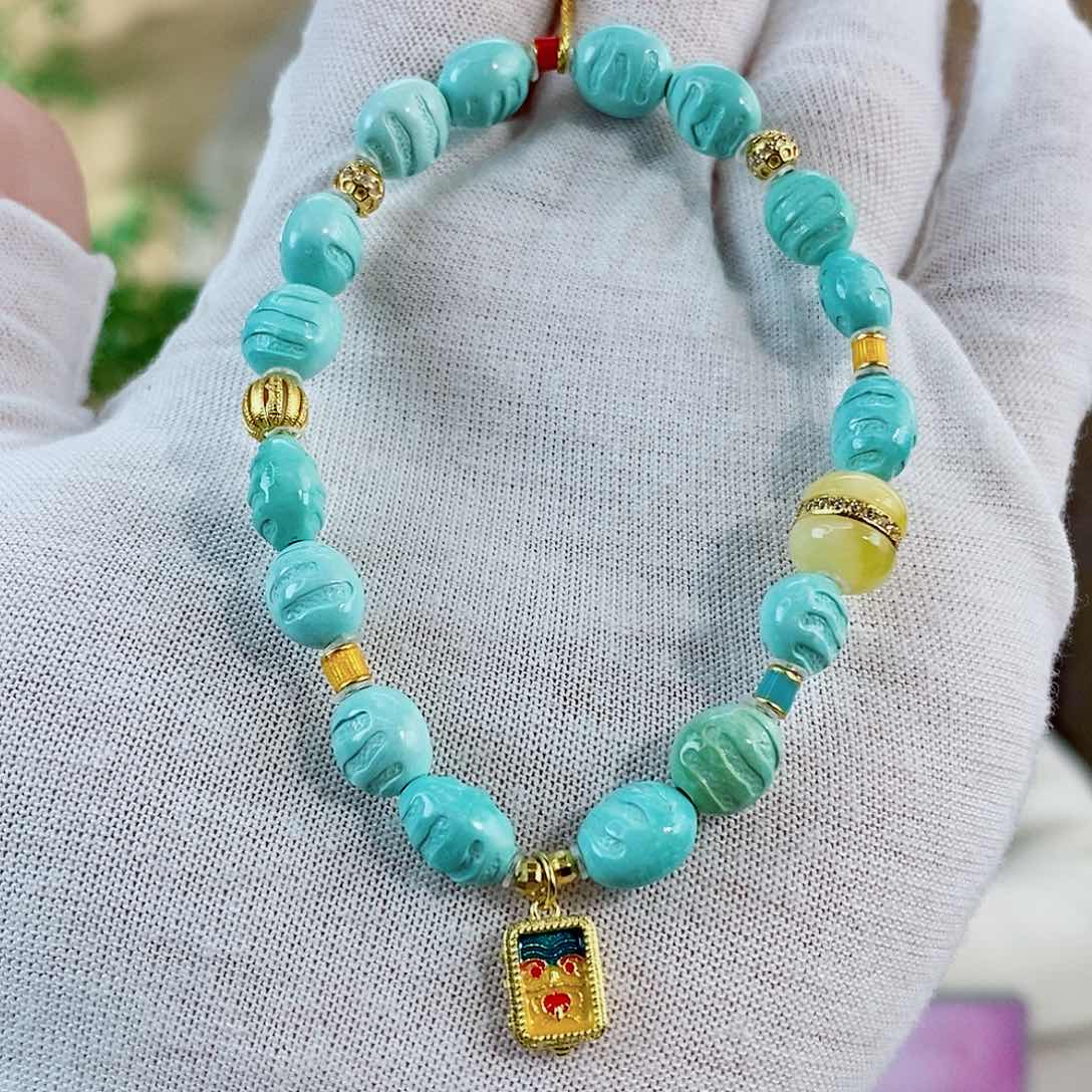 绿松石珠宝奇石银S925镀金镶嵌