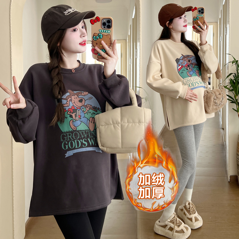 【雅妃家】高品质孕妇上衣秋冬季新款加绒保暖百搭减龄遮肚显瘦卫衣
