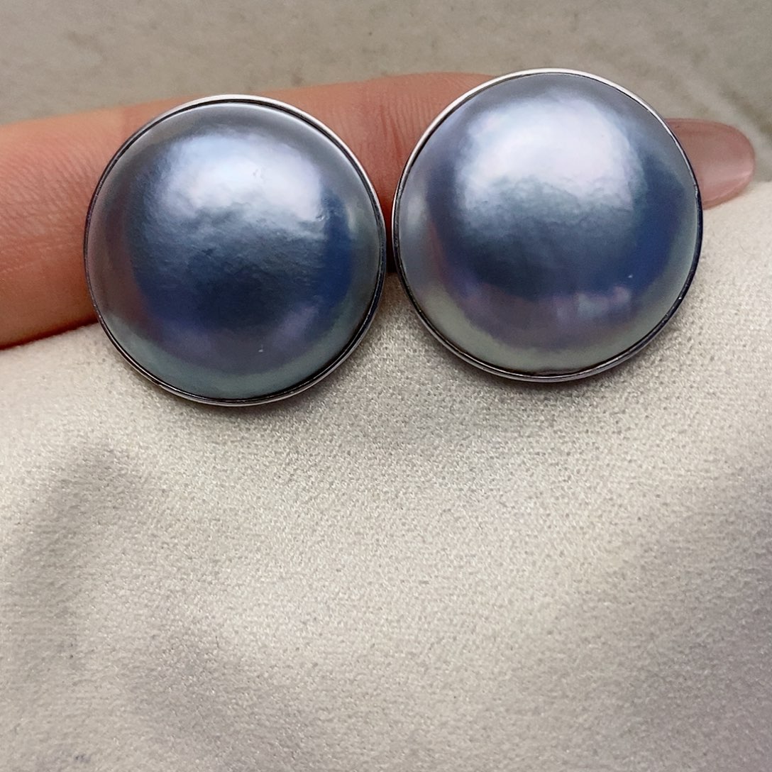 【闪购商品】拼合珍珠（马贝珠）耳饰银S925镶嵌