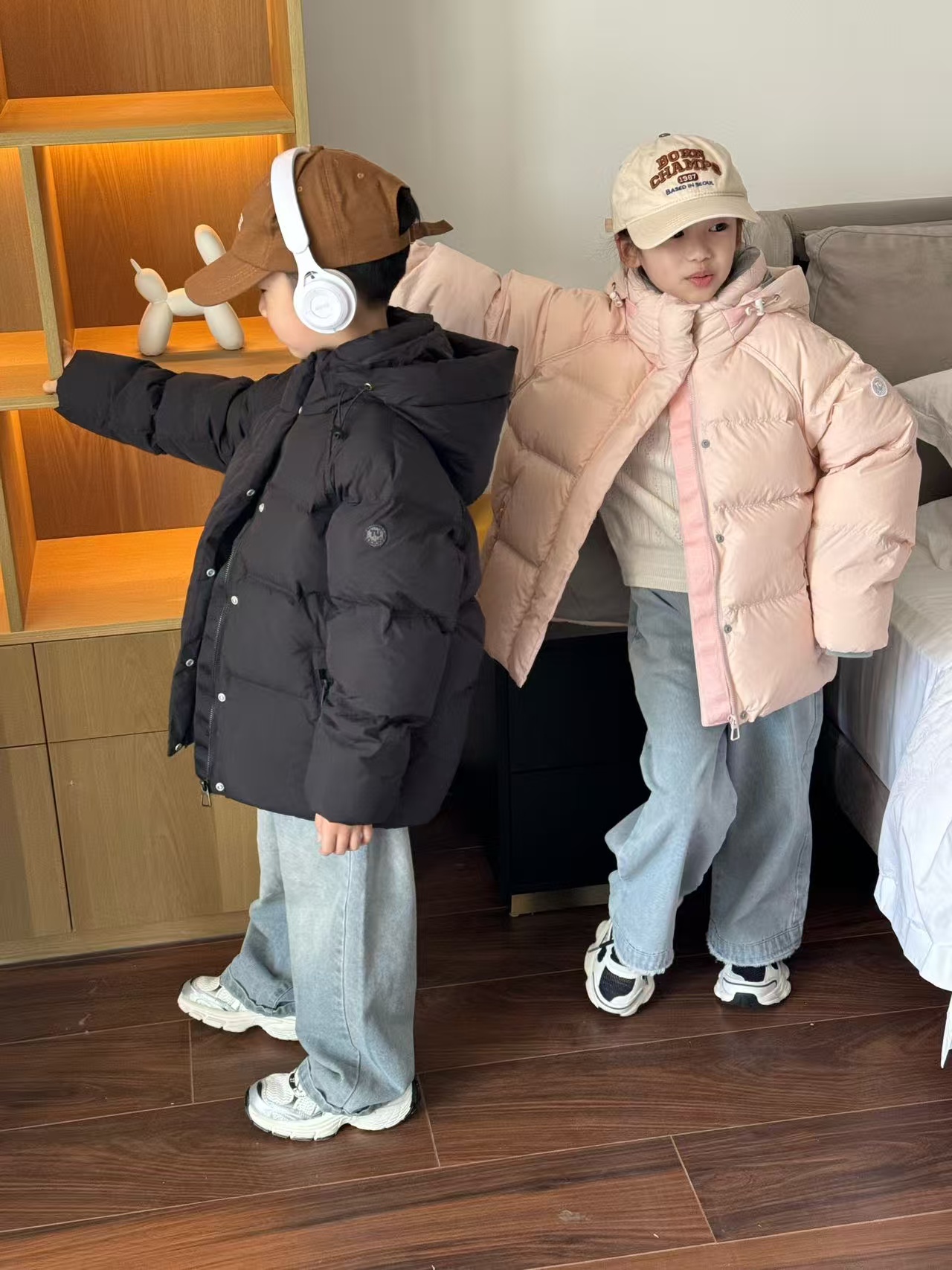 【晶秋】【天】24291反季特价男女童白鸭绒保暖韩版外套面包服