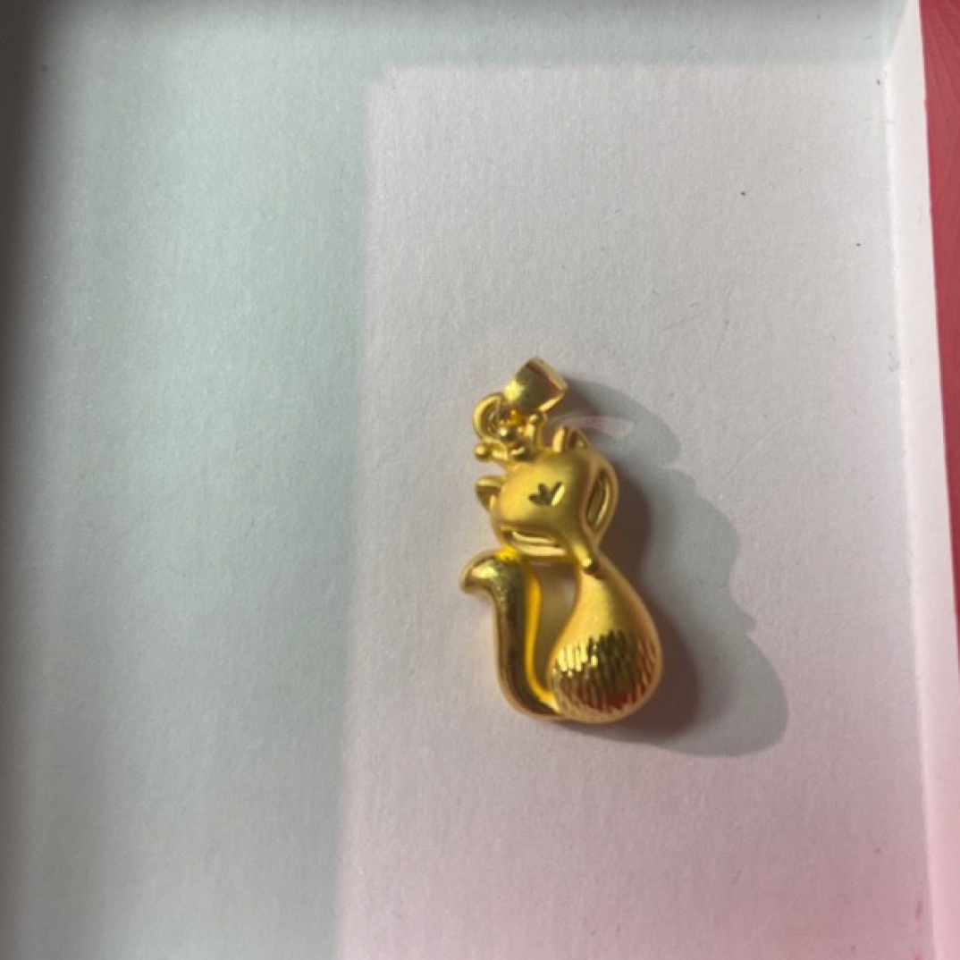 黄金足金999狐狸吊坠