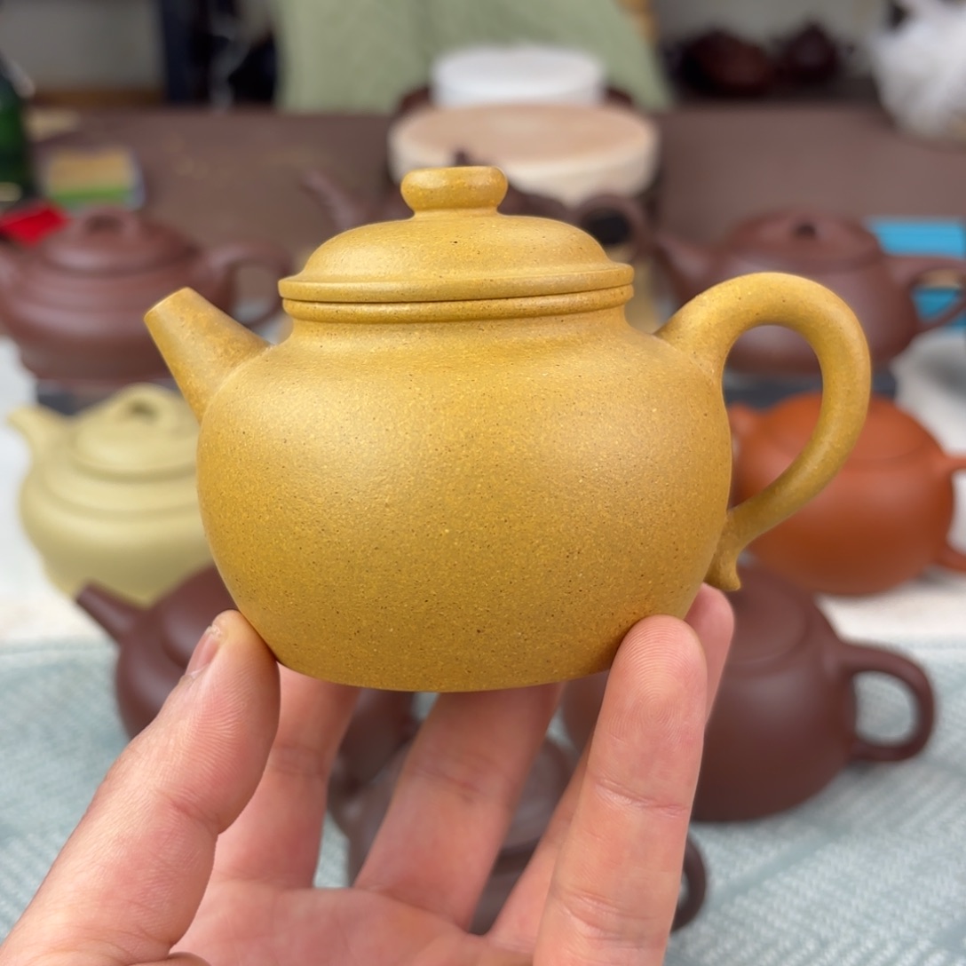 紫砂茶壶微瑕 大彬圈钮 黄段 180cc