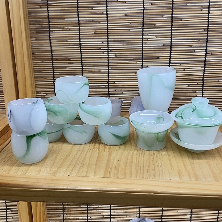雪***儿手工艺品琉璃漂绿一套，主人杯2
