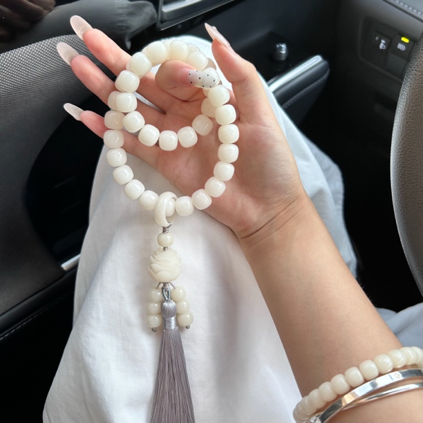 天然菩提根双圈手串菩提根男女两用款捻珠白玉菩提手串菩提手串
