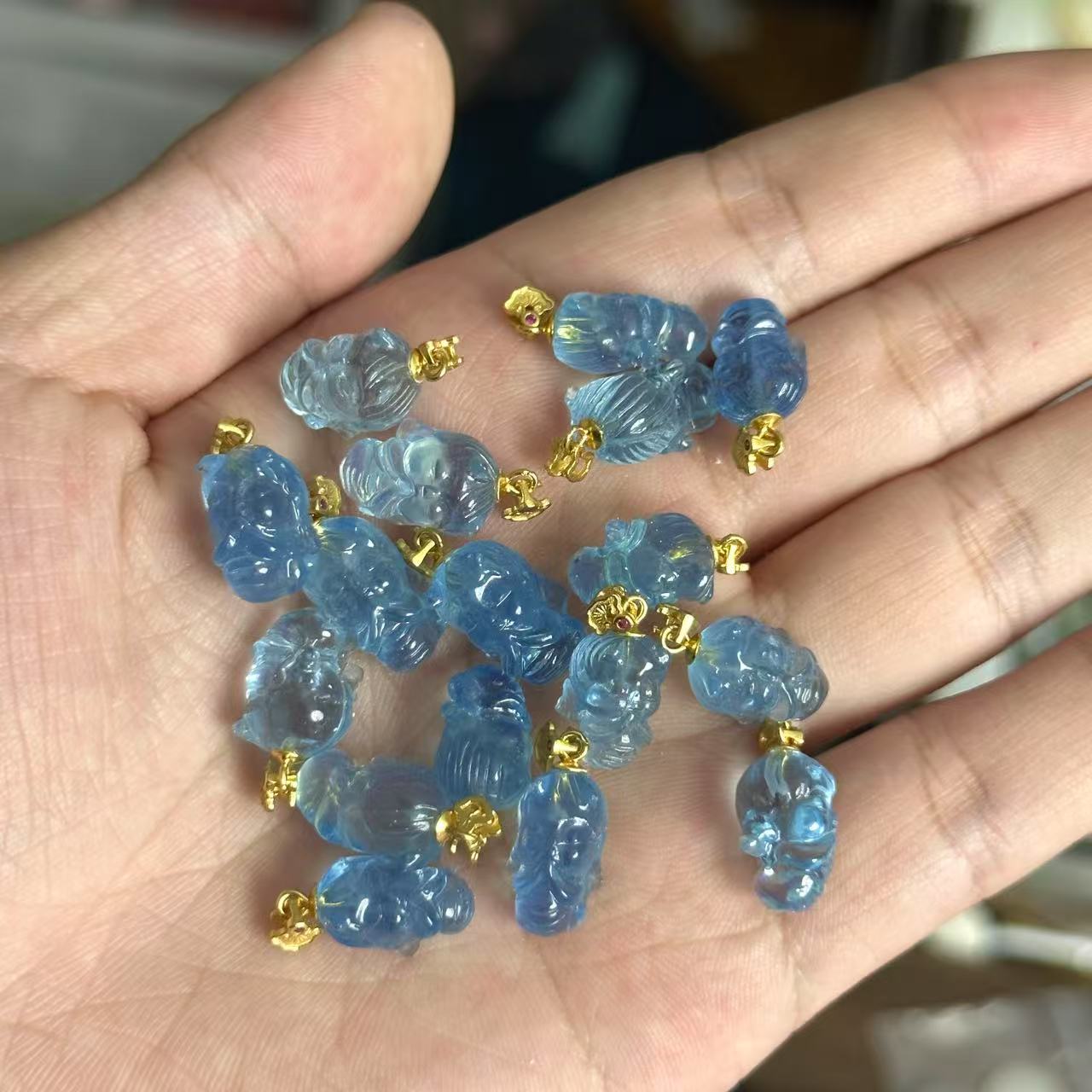 【P101】海蓝宝美人鱼吊坠多样性发其一