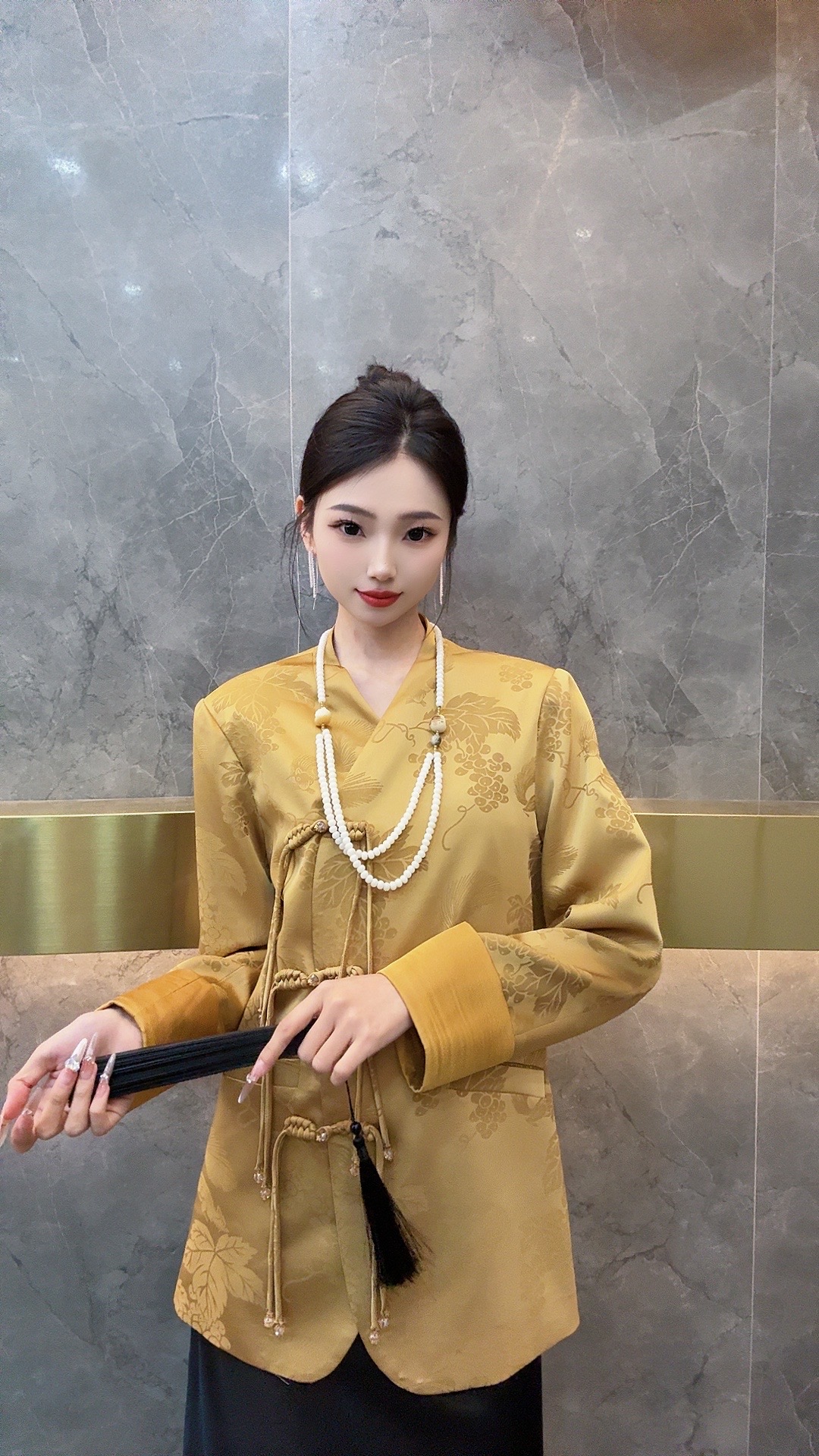 3385新国潮提花一字扣简约外套