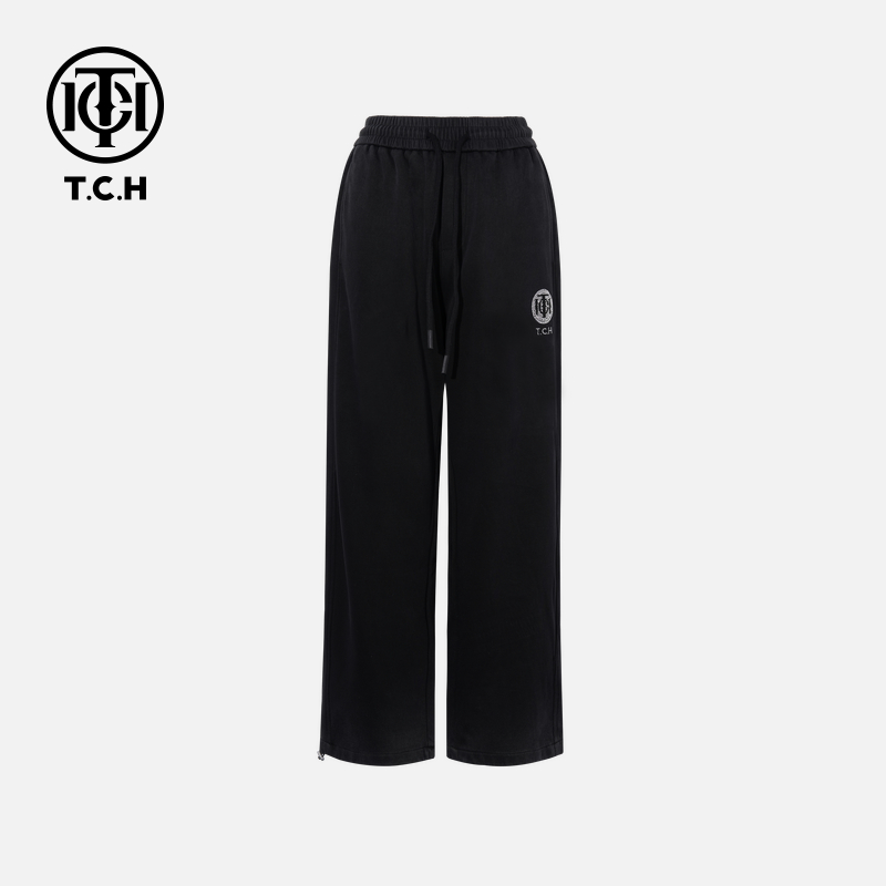 TCH轻奢烫钻工艺秋季百搭宽松直筒休闲裤T75C20E5123私服tch