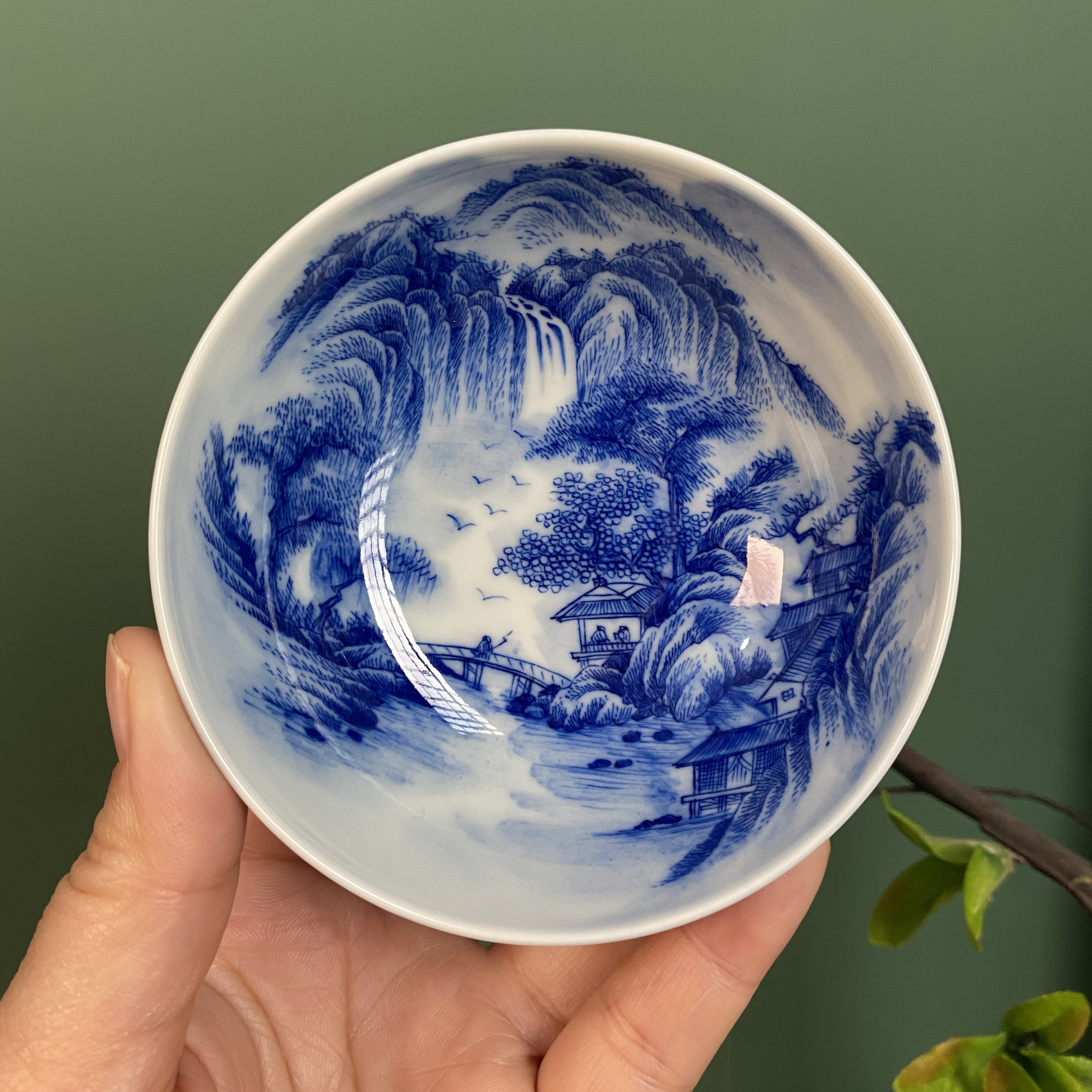 【九茗珍藏】蔡琴老师满绘山水普洱杯  手工手绘  景德镇茶具