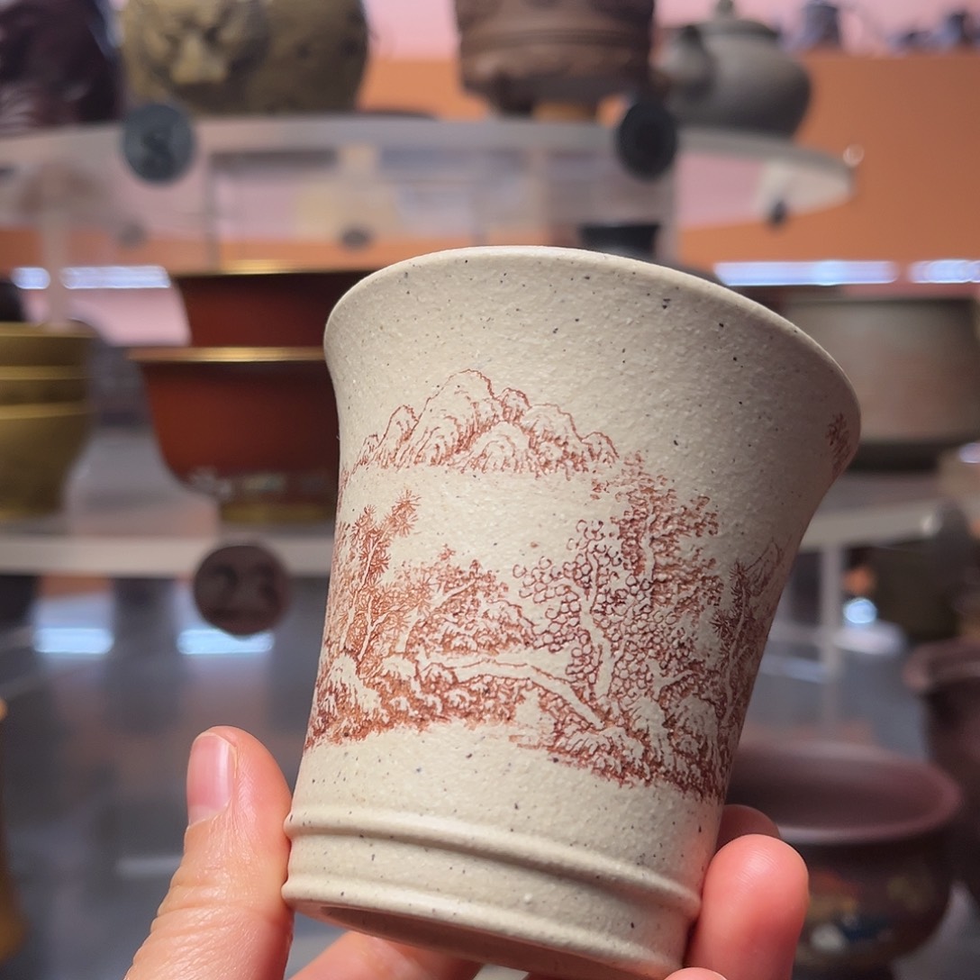 紫砂茶杯羊脂白玉段泥 130毫升