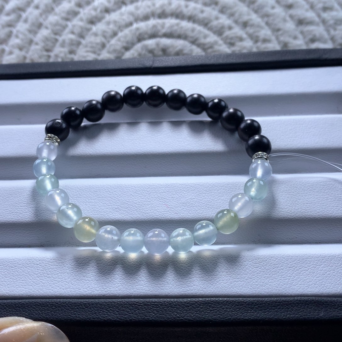 翡翠手链未镶嵌卡5寒冰串15颗