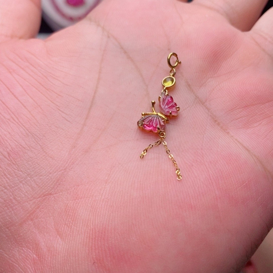 吊坠(不含链)18K金镶嵌碧玺碧玺