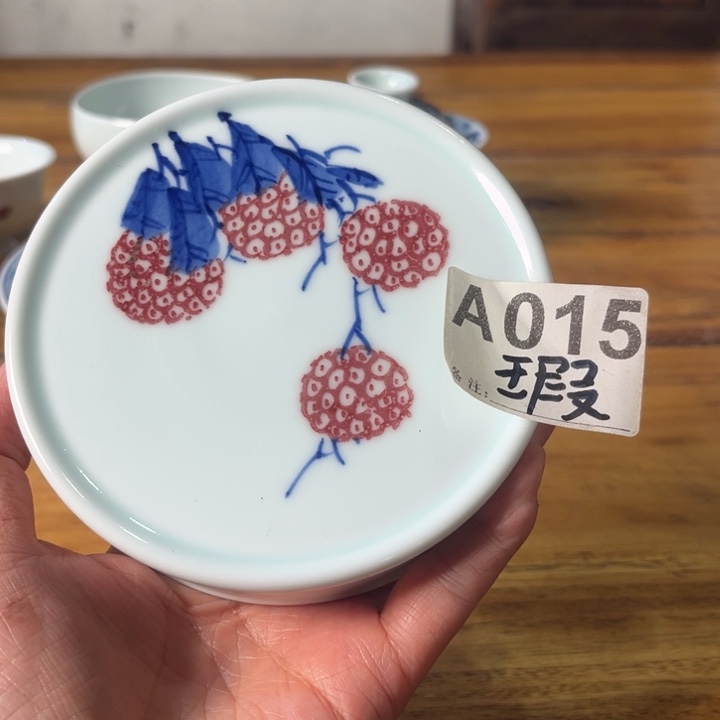 陶摆件原矿青花釉里红瓷器