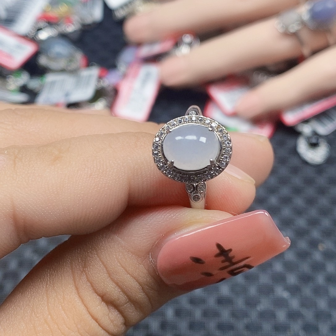 翡翠银S925镶嵌戒指