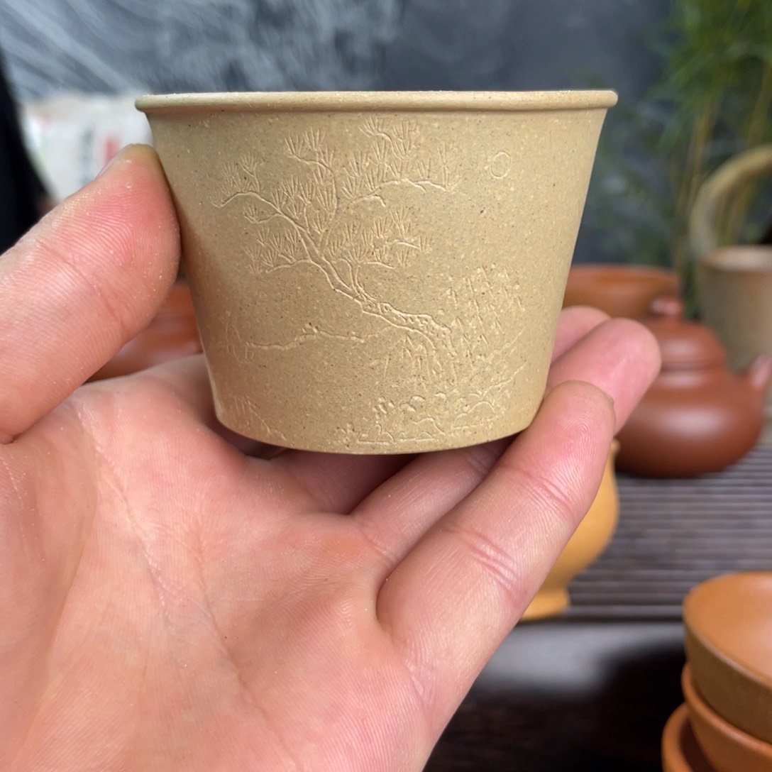 紫砂茶壶黄金段马蹄杯半手