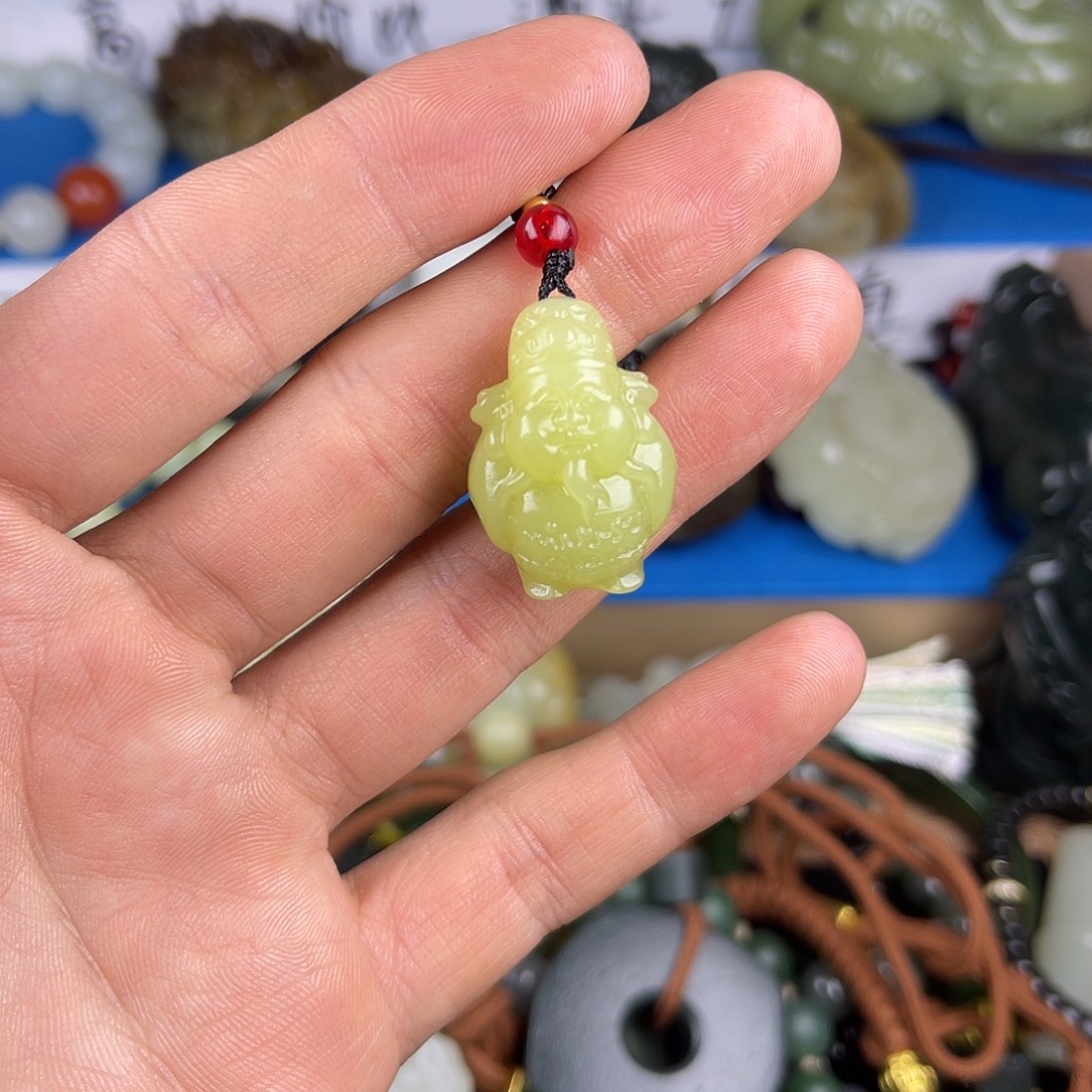 和田玉未镶嵌挂件和田玉财神888号