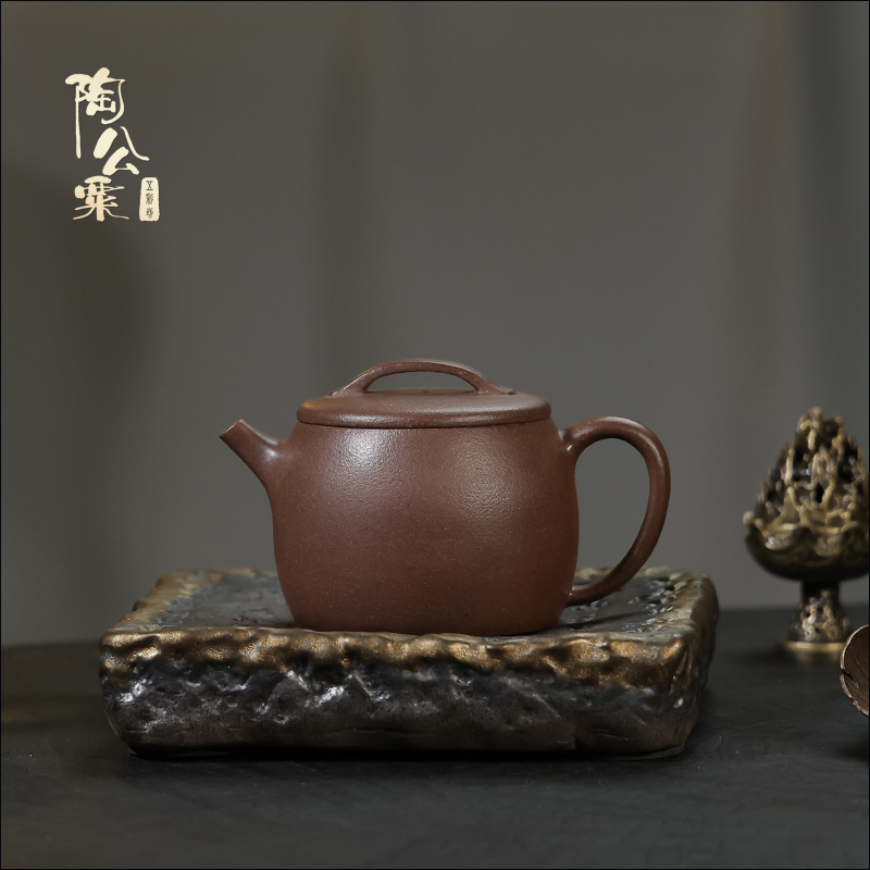 陶公粟原矿四号井底槽青《玉瓦》140cc辛手制精美紫砂壶