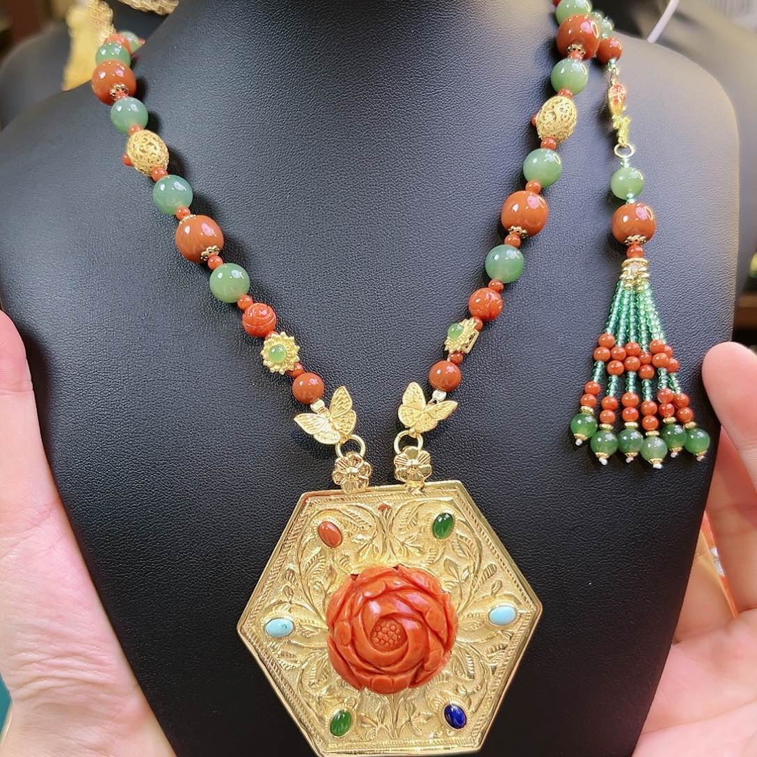 玛瑙/玉髓银S925镶嵌项链项链