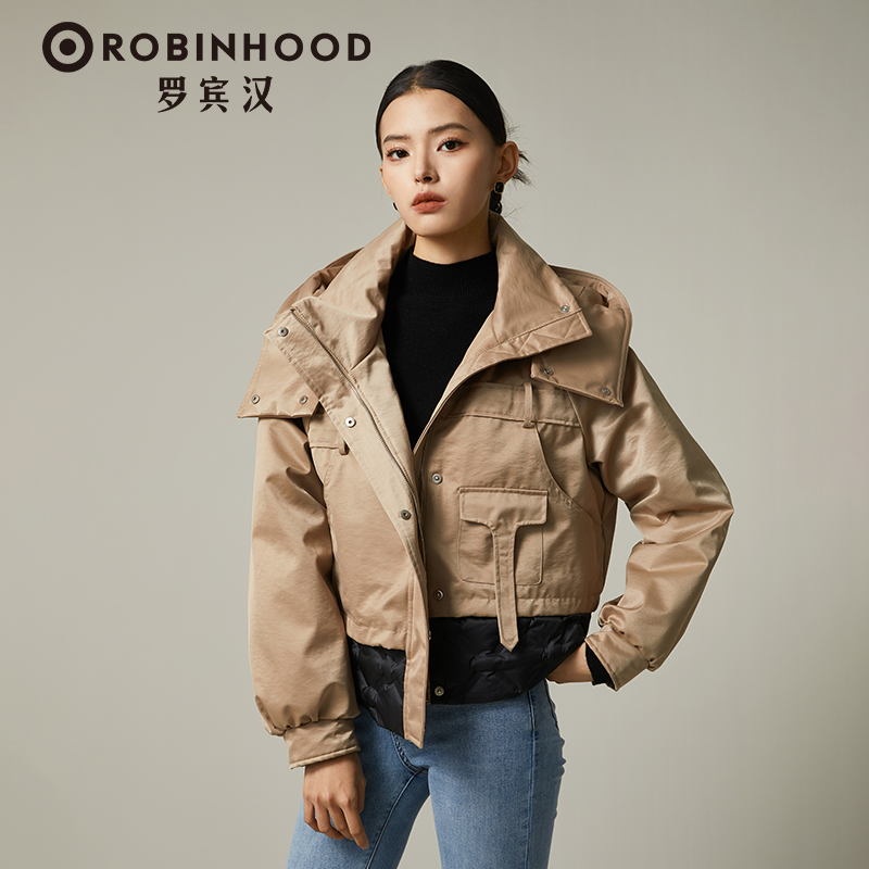 罗宾汉宽松风衣款连帽羽绒服时尚休闲-R238Y51000