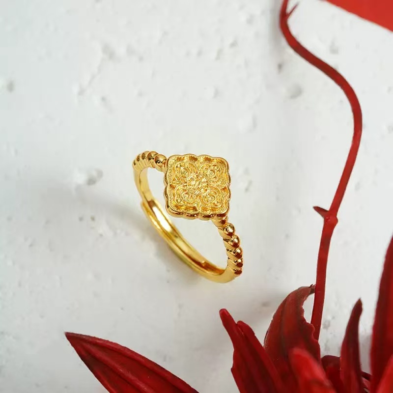 【镀k金】18k金设计感小众轻奢开口可调节戒指