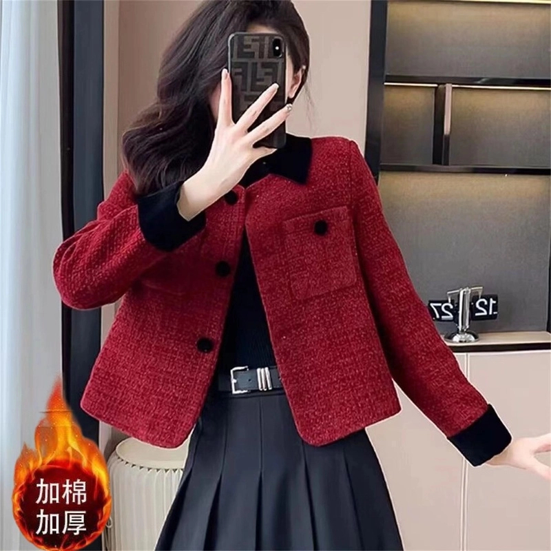 法式小香风外套女2025秋冬新款小个子时尚气质加厚毛呢上洋气