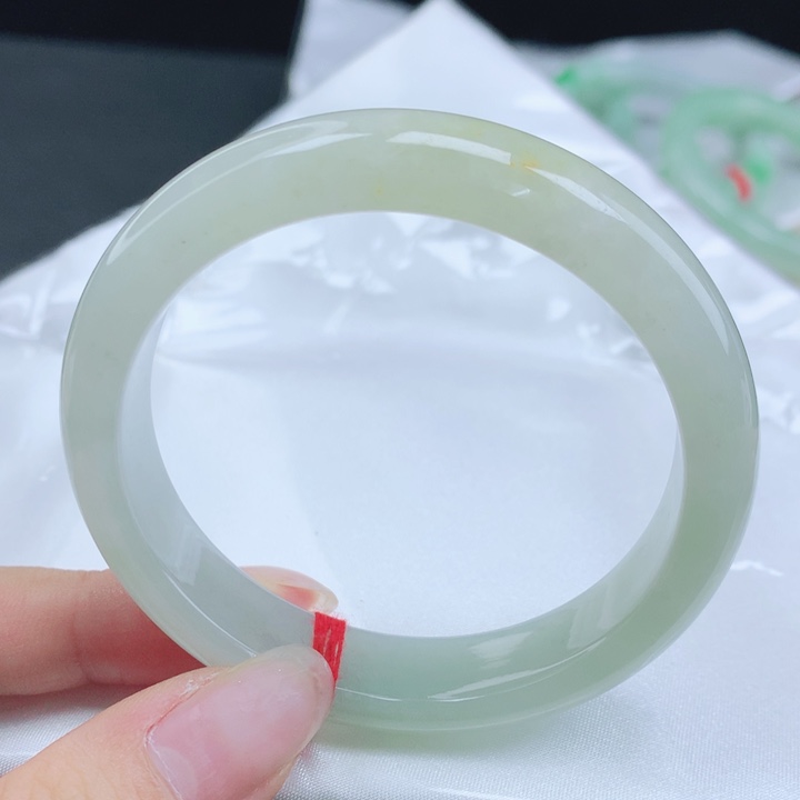 翡翠未镶嵌手镯缅甸54.2冰糖雪梨洒金正圈