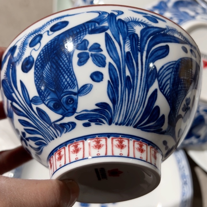 杯五点五寸鱼藻斗笠碗