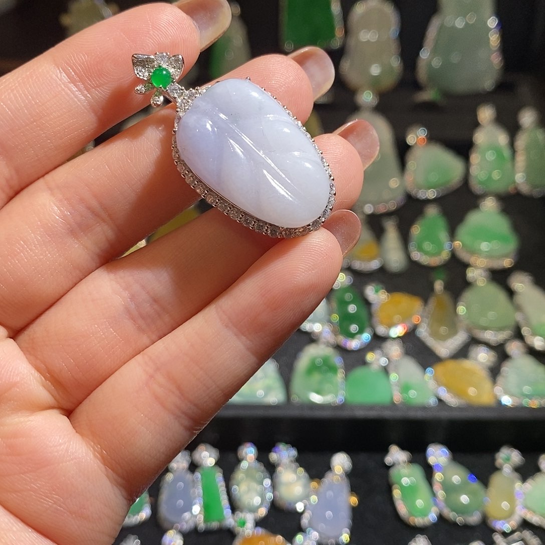 颈饰银S925镶嵌翡翠天然翡翠 