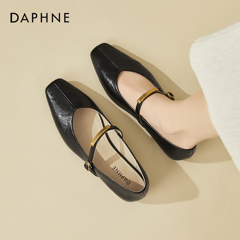 达芙妮玛丽珍鞋女鞋子平底2025新款一脚蹬配裙子春季单鞋软底皮鞋