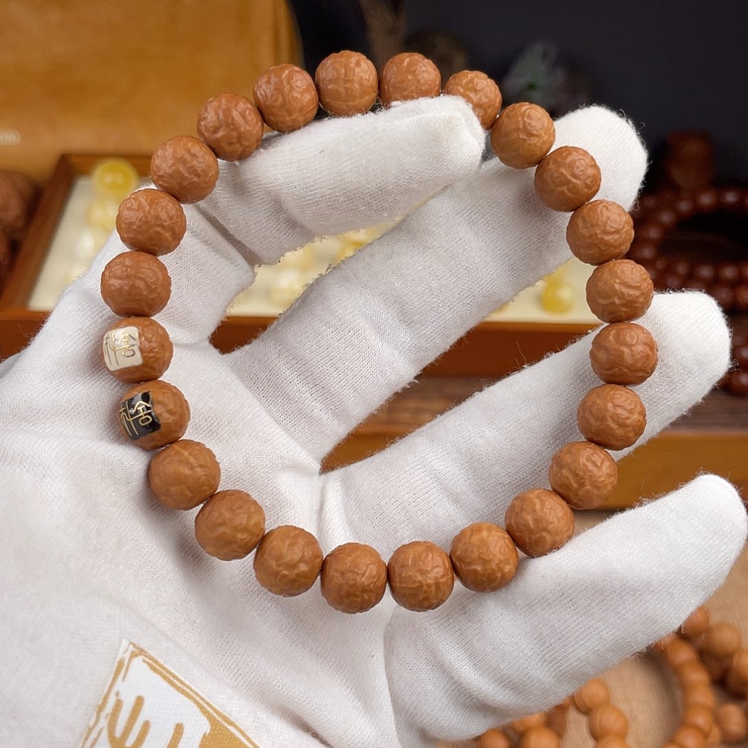 文***东手串猴头核桃s星陨黑白金线标