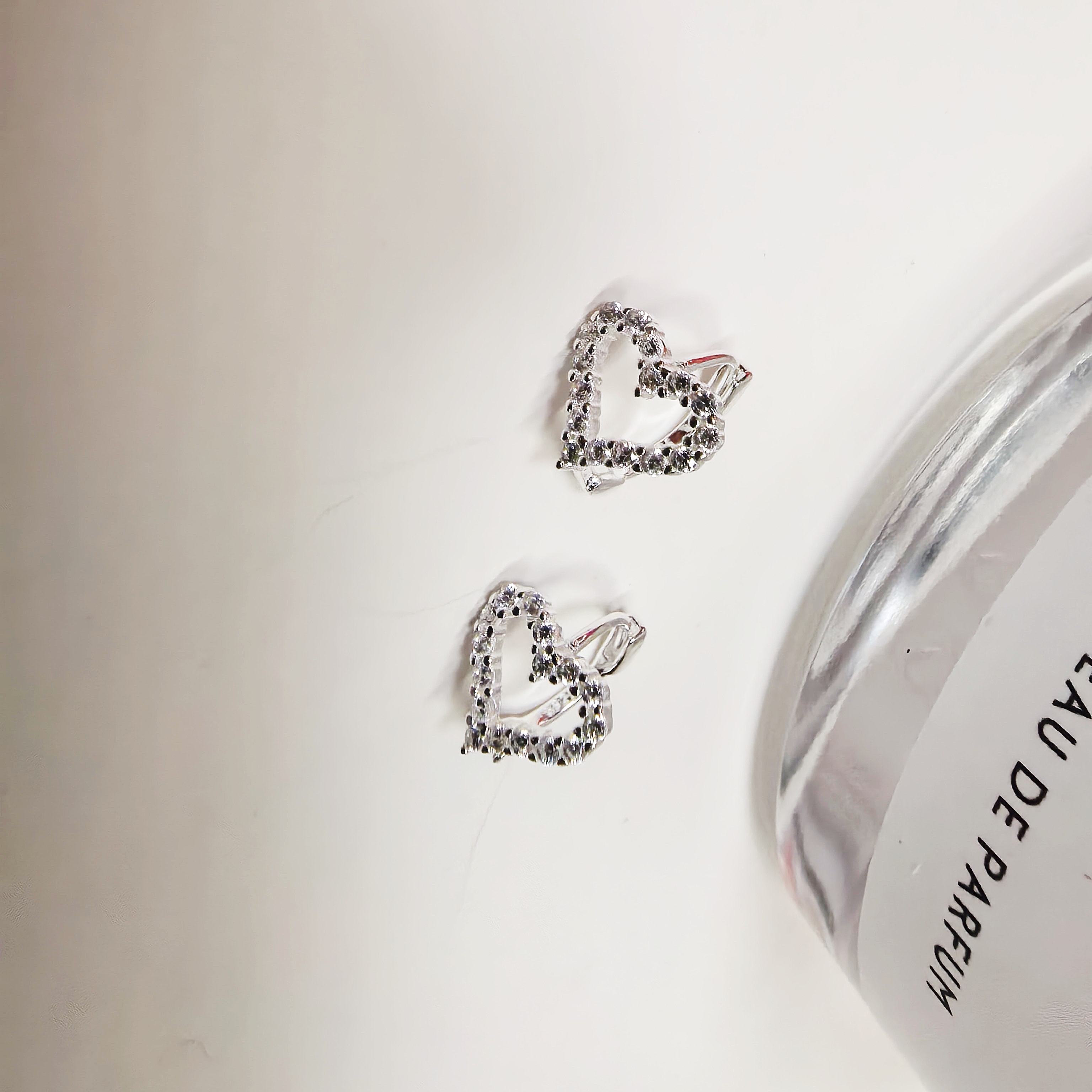 925银合成锆石耳饰 日韩时尚百搭简约甜美爱心ins银耳饰