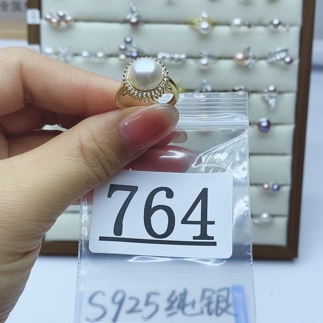 淡水珍珠戒指银S925镶嵌764