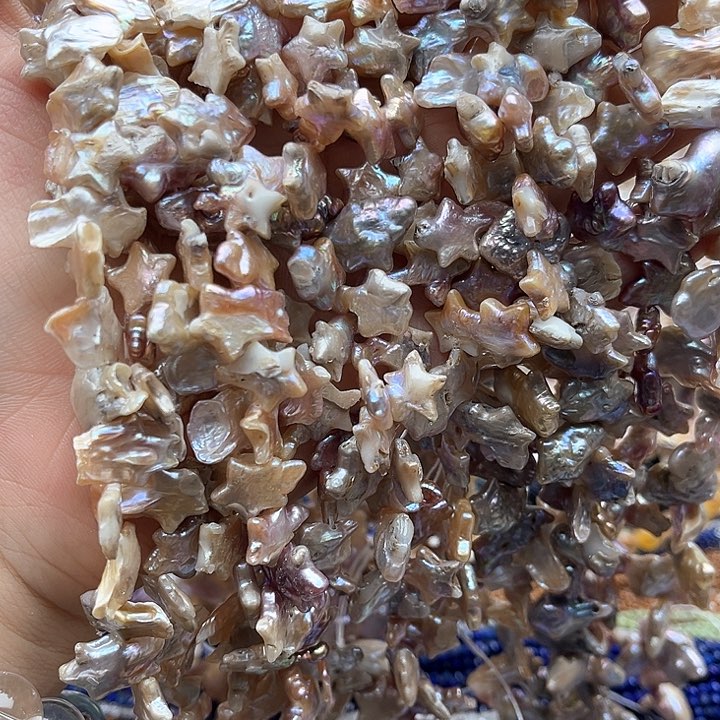 未镶嵌玛瑙/玉髓珠宝半成品一条侧孔五星巴洛克珍珠有生长孔