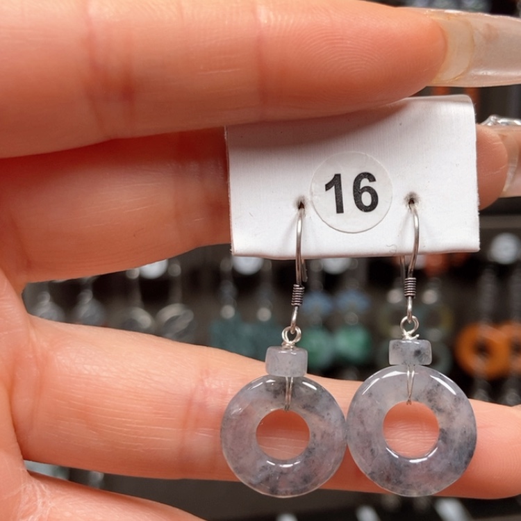 【闪购商品】翡翠耳饰银S925镶嵌耳饰