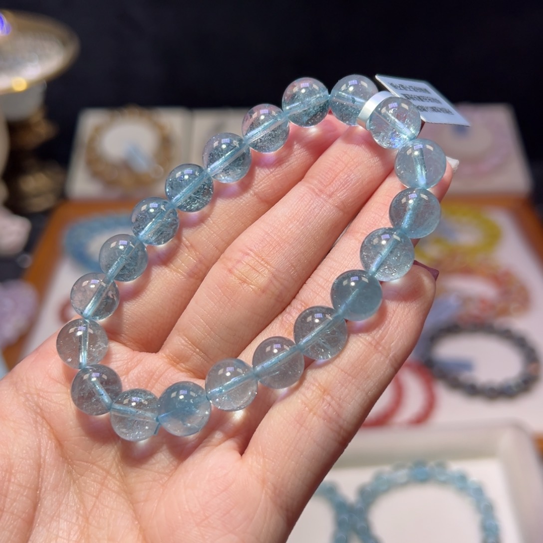 托帕石手串未镶嵌“****”9m毕业级蓝托帕