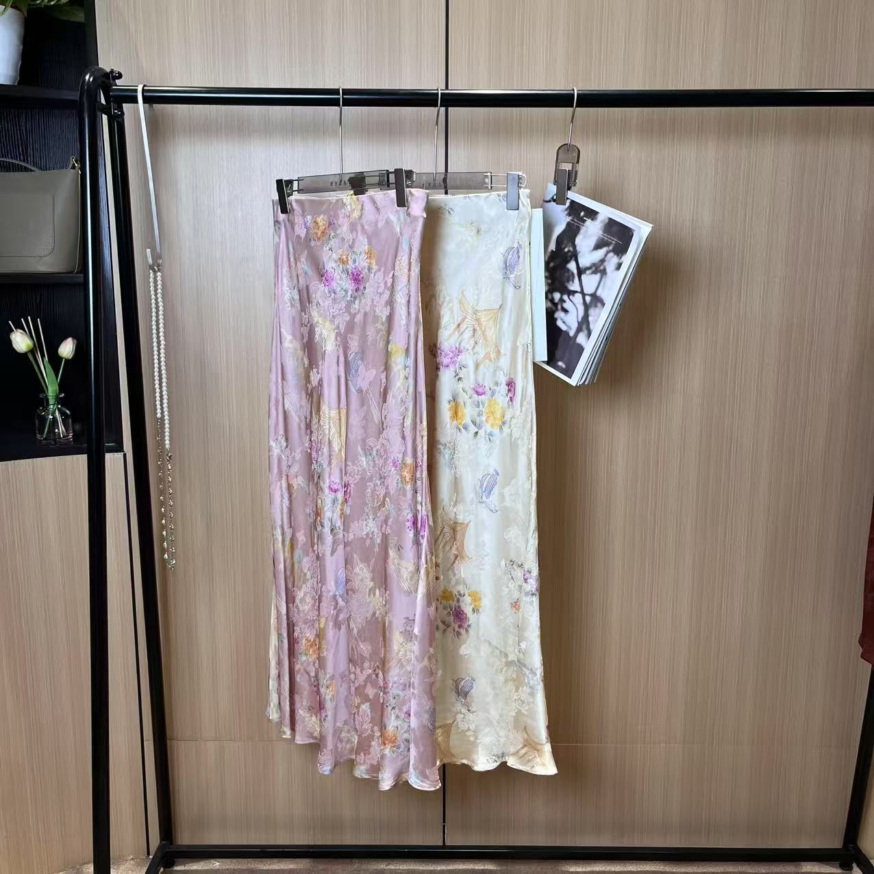 【燕子在南油】裙长106重磅人丝提花夏季百搭鱼尾半裙3532