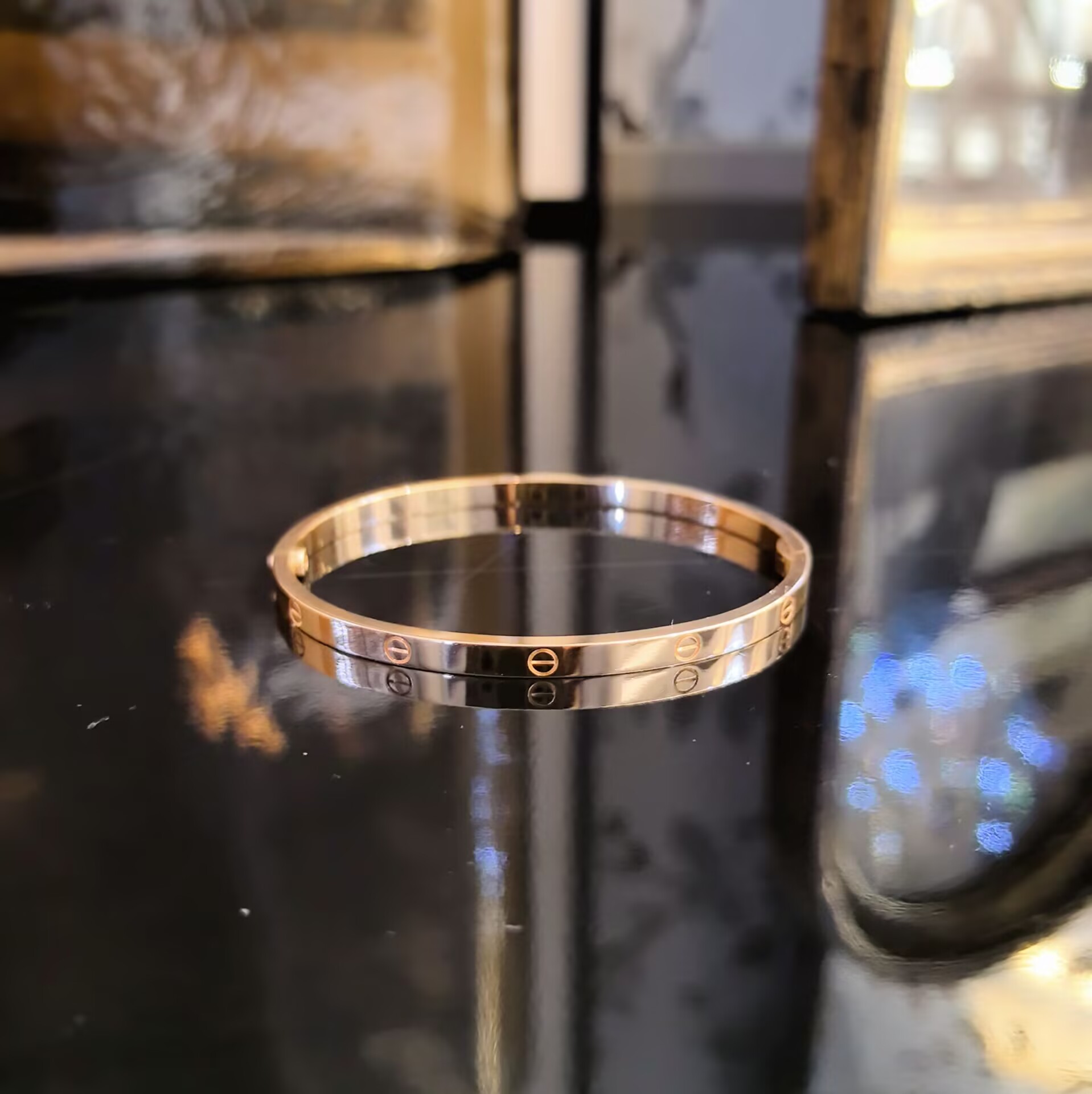 99新 Cartier/卡地亚 love手镯窄版/18k玫瑰金/#15 25年盒证 XW