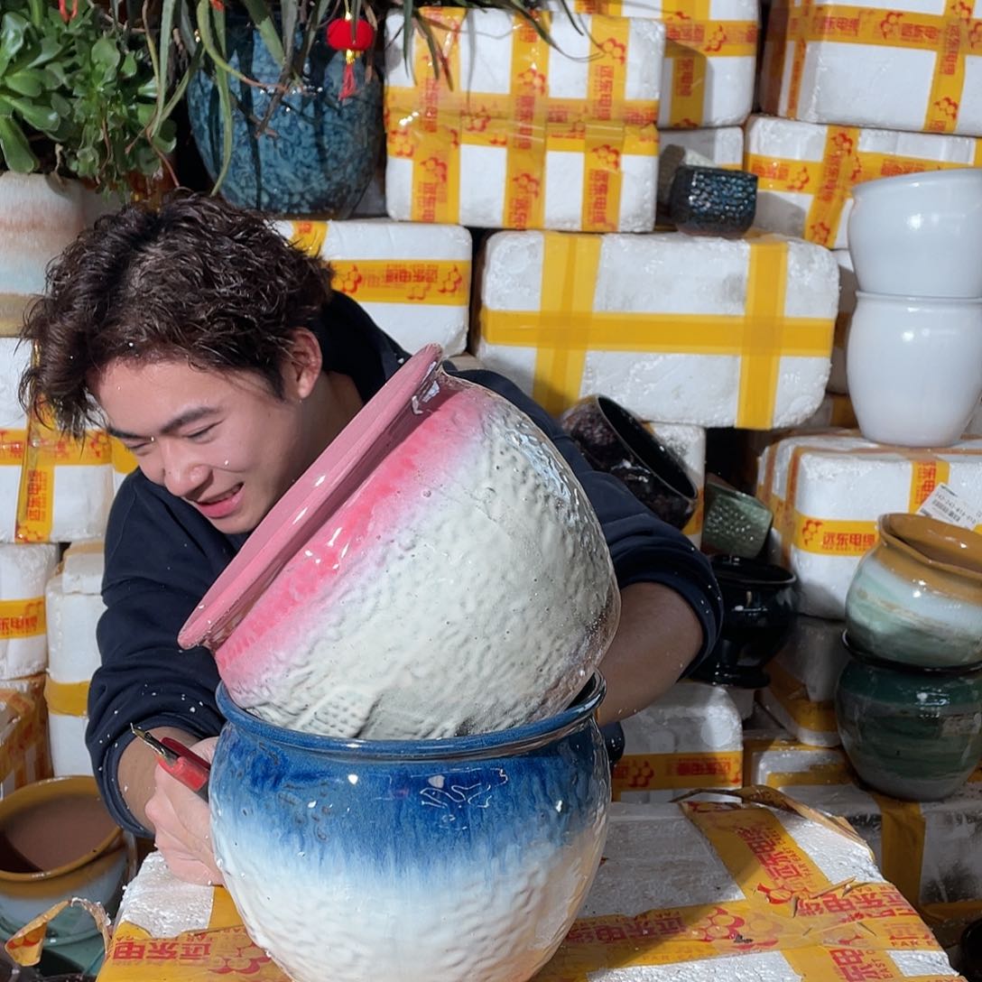 无铅玻璃宜兴紫砂花盆