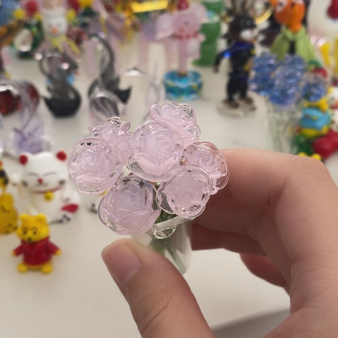 全品手工琉璃粉色玫瑰