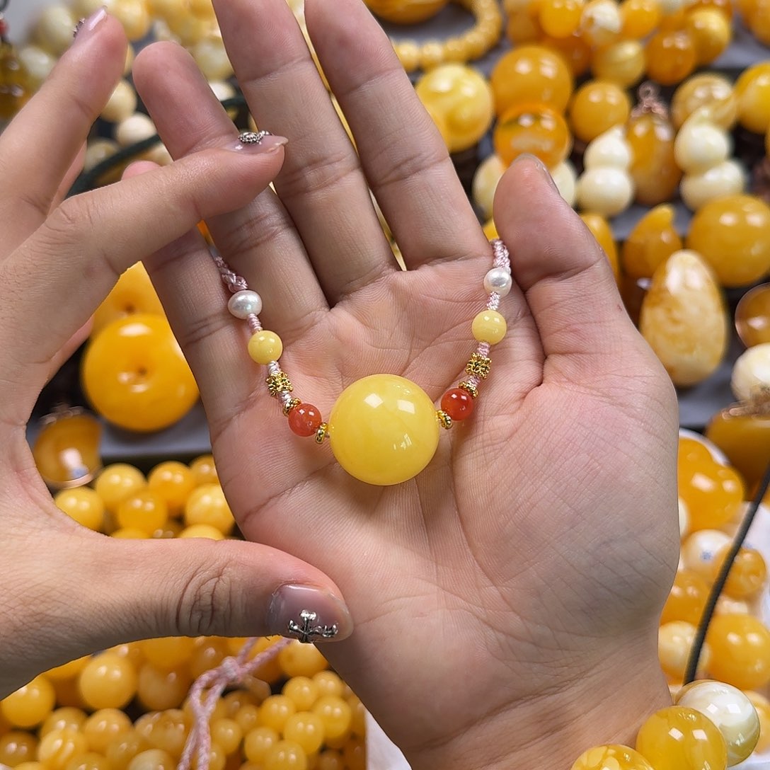 琥珀珠宝奇石未镶嵌锁骨24mm