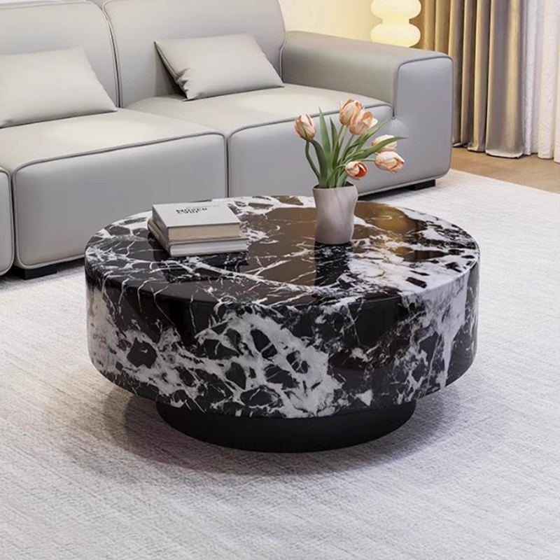 大理石茶几意式极简轻奢现代简约圆形组合客厅家用高级感2025新款