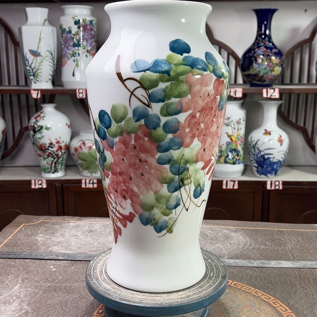 摆件陶景德镇陶瓷大鱼红紫