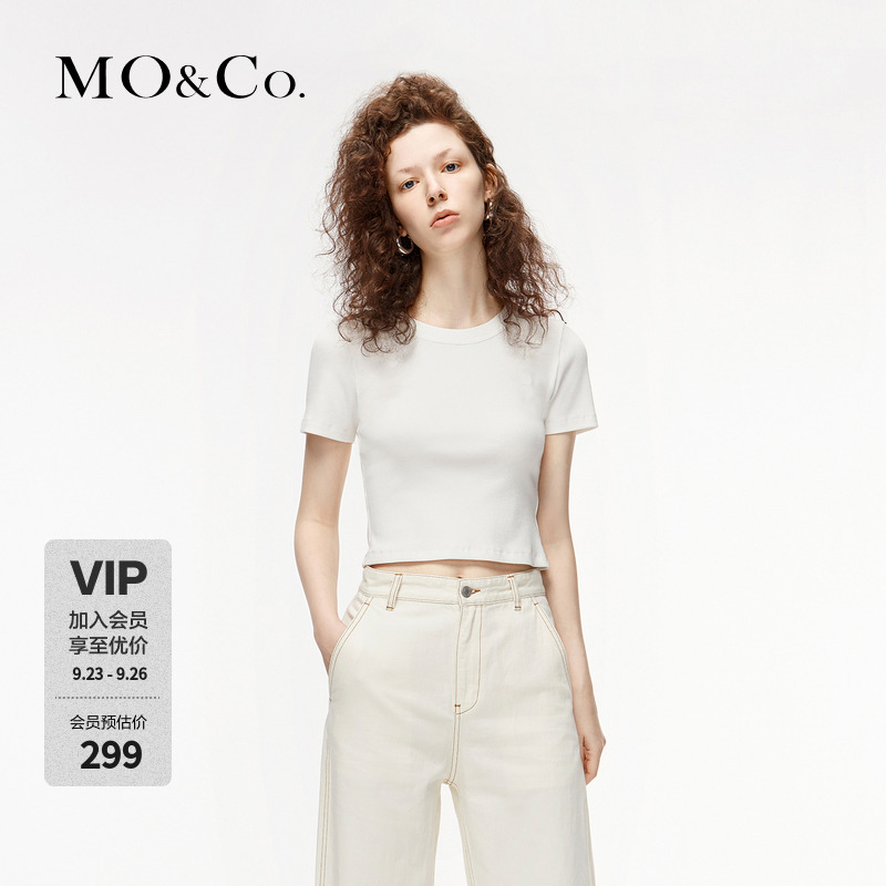 MOCO图案章仔短款短袖T恤上衣女MBC1TEET19