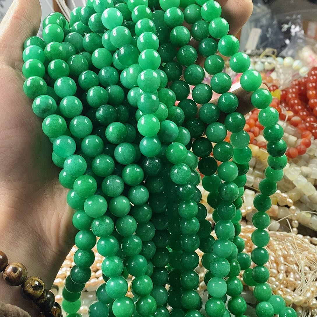 玛瑙/玉髓珠宝半成品未镶嵌一条天然10mm干青圆珠B10