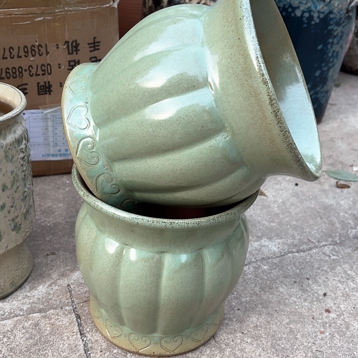 紫砂茶碗精品南瓜两个口径20高度20