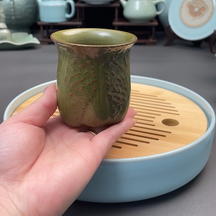 瓷全手工茶叶末釉百财杯