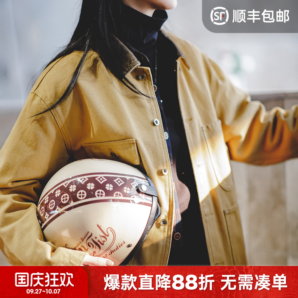 马登巴恩风琥珀流光工装夹克灯芯绒外套黄色密歇根猎装上衣秋女