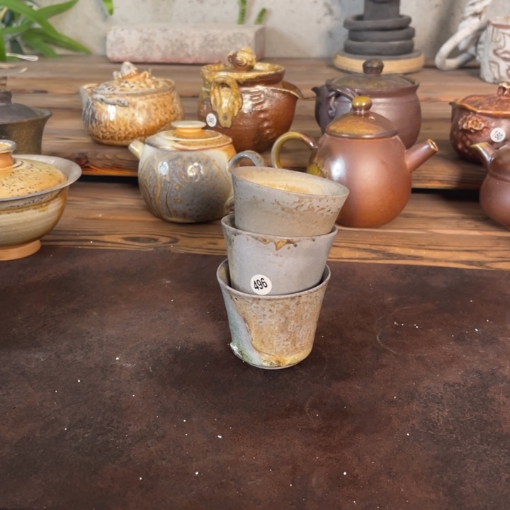 紫*景德镇柴烧裸烧不退不换微瑕局3个