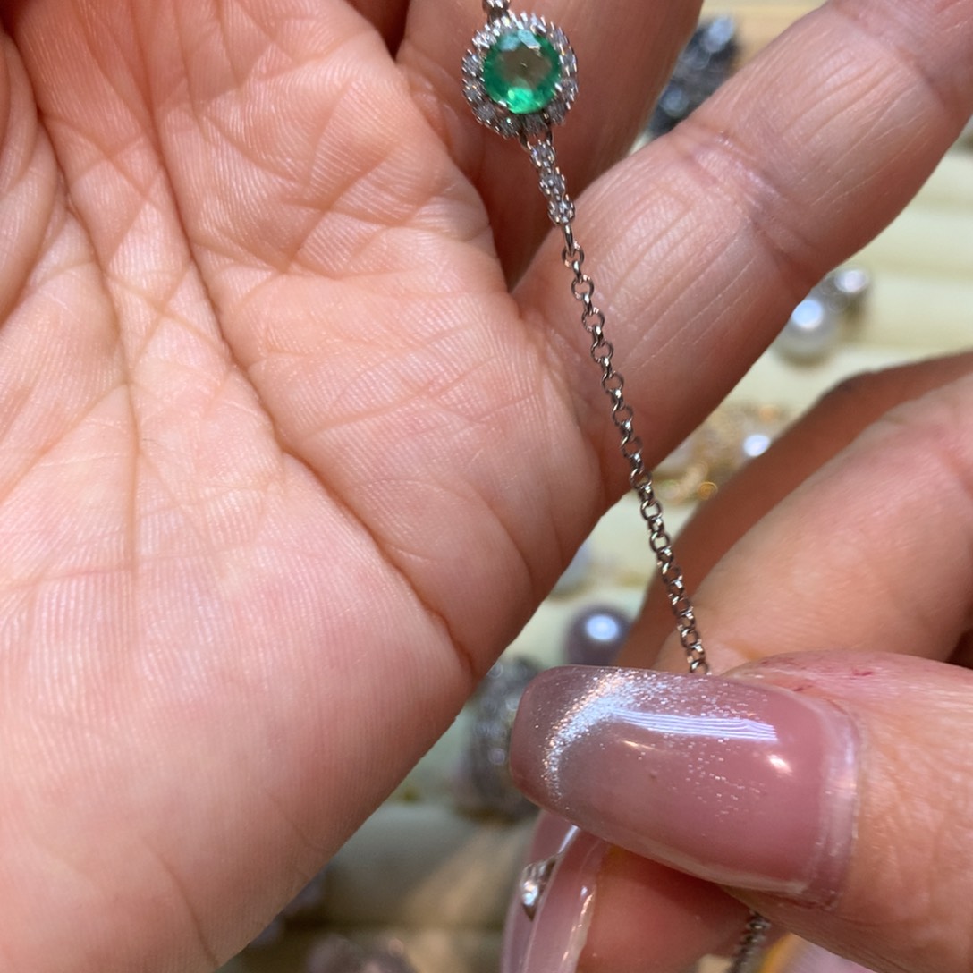 祖母绿手链银S925镶嵌