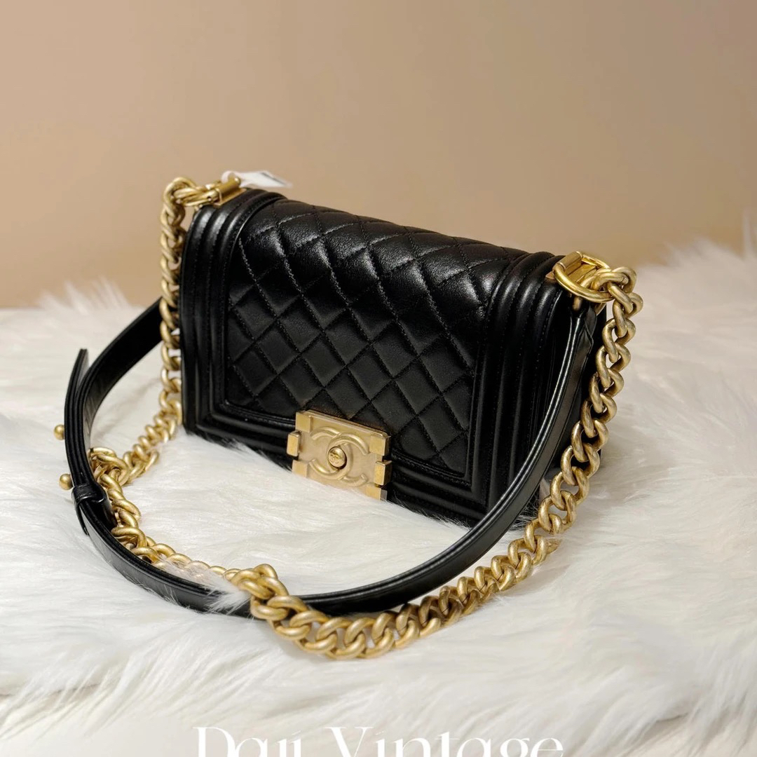 99新 Chanel/香奈儿 大吉中古/Chanel香奈黑金小号Leboy单肩包