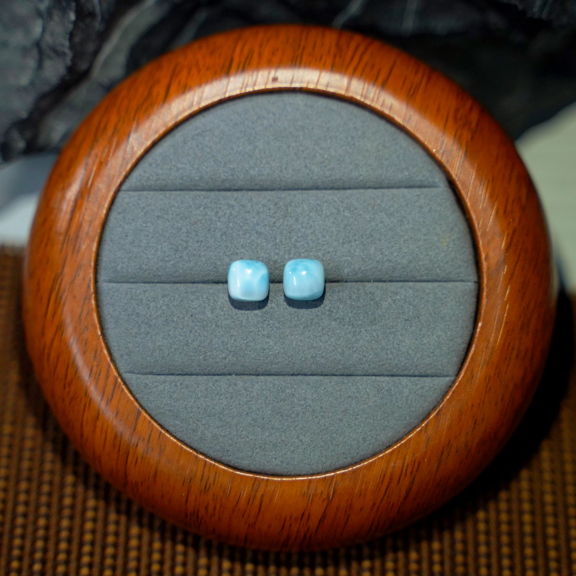 s925海纹石耳钉8mm 5155